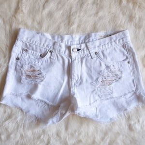 Rag & Bone White Distressed Shorts 25